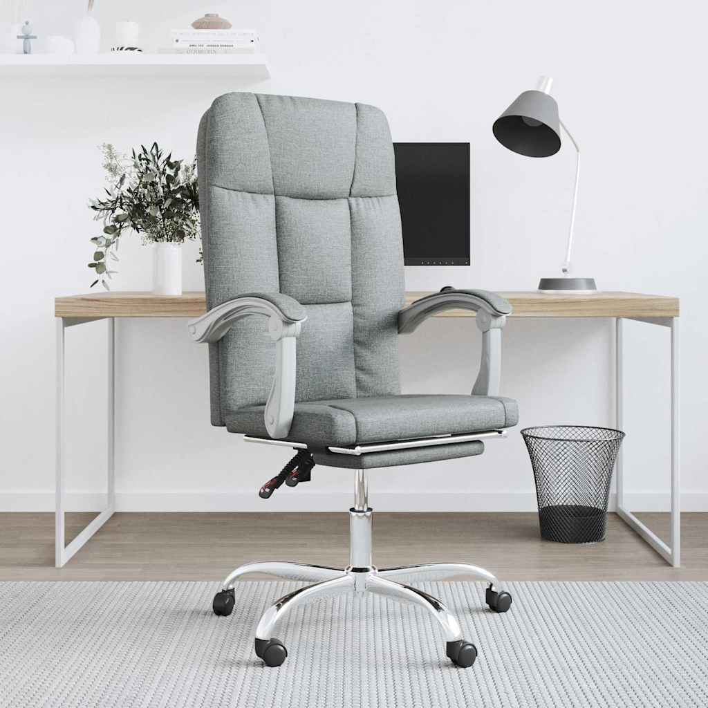 vidaXL Reclining Office Chair Light Grey Fabric