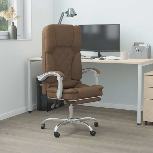 vidaXL Massage Reclining Office Chair Brown Fabric - 68722