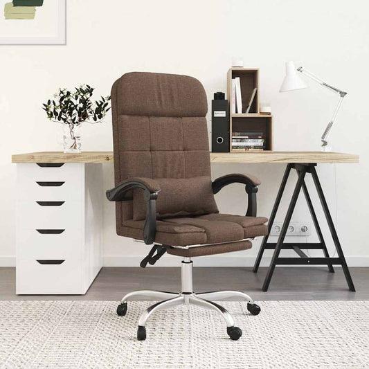 vidaXL Massage Reclining Office Chair Brown Fabric - 68729