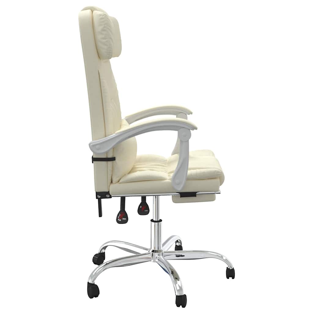 vidaXL Reclining Office Chair Cream Faux Leather