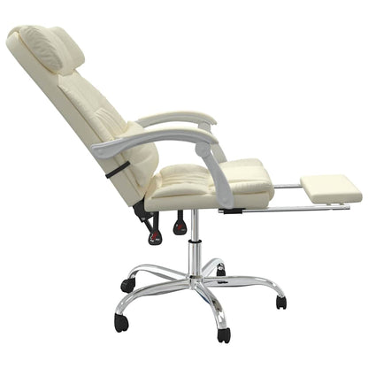 vidaXL Reclining Office Chair Cream Faux Leather