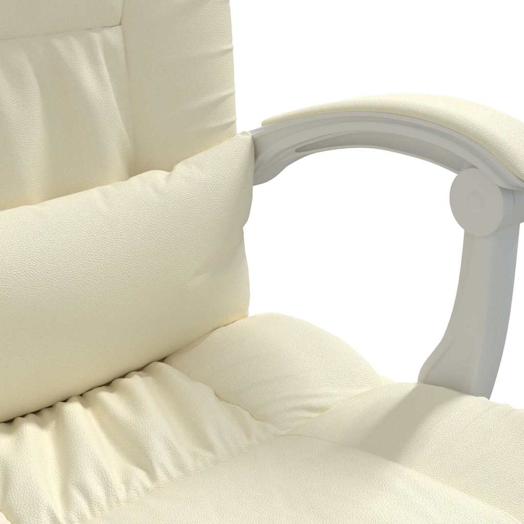 vidaXL Reclining Office Chair Cream Faux Leather