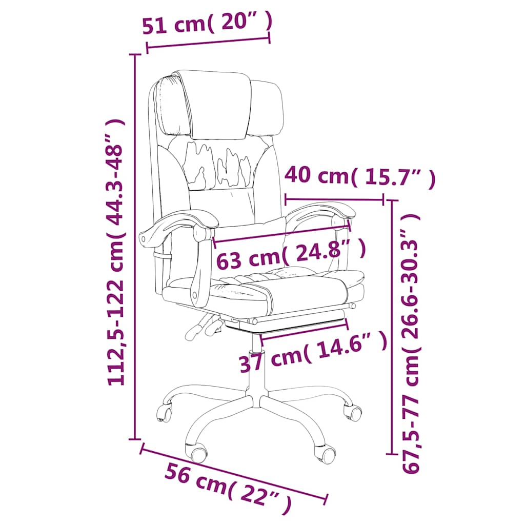 vidaXL Reclining Office Chair Cream Faux Leather