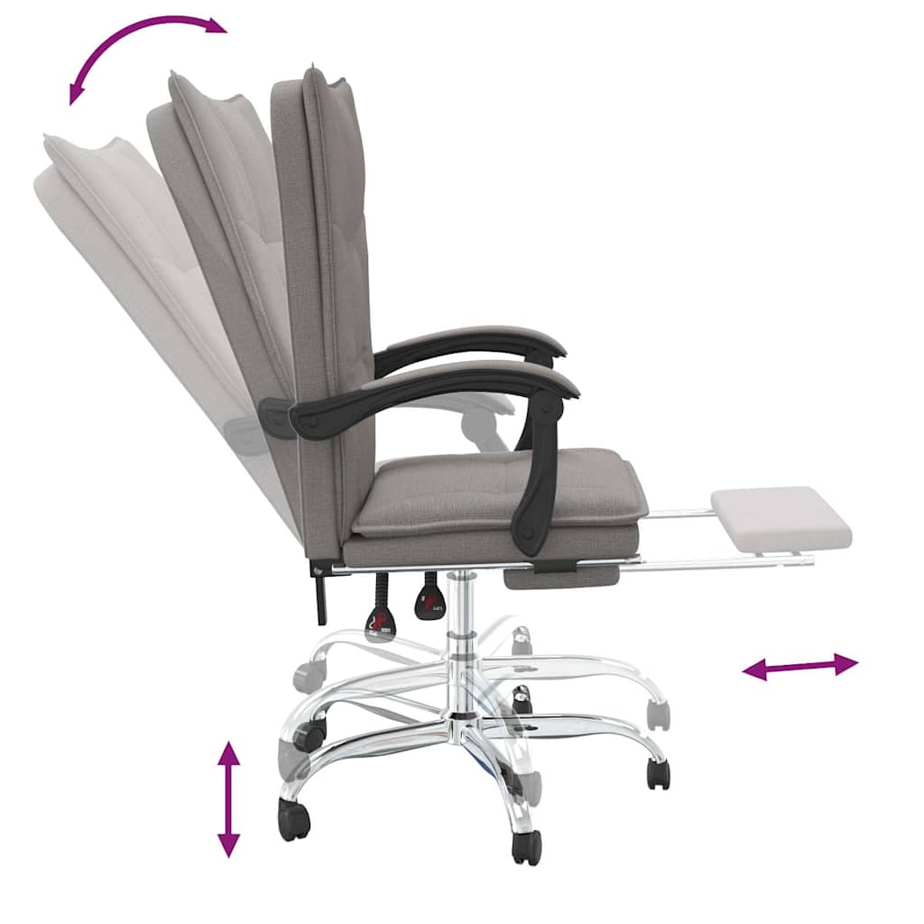 vidaXL Reclining Office Chair Taupe Fabric