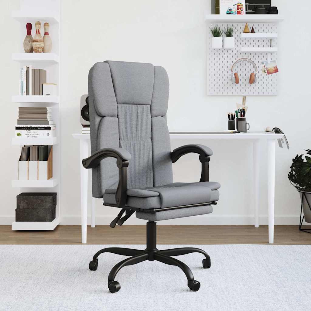 vidaXL Reclining Office Chair Light Grey Fabric - 63 x 56 x 122 cm