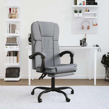 vidaXL Reclining Office Chair Light Grey Fabric - 63 x 56 x 122 cm
