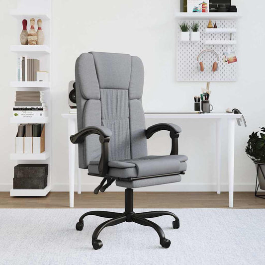 vidaXL Reclining Office Chair Light Grey Fabric - 63 x 56 x 122 cm