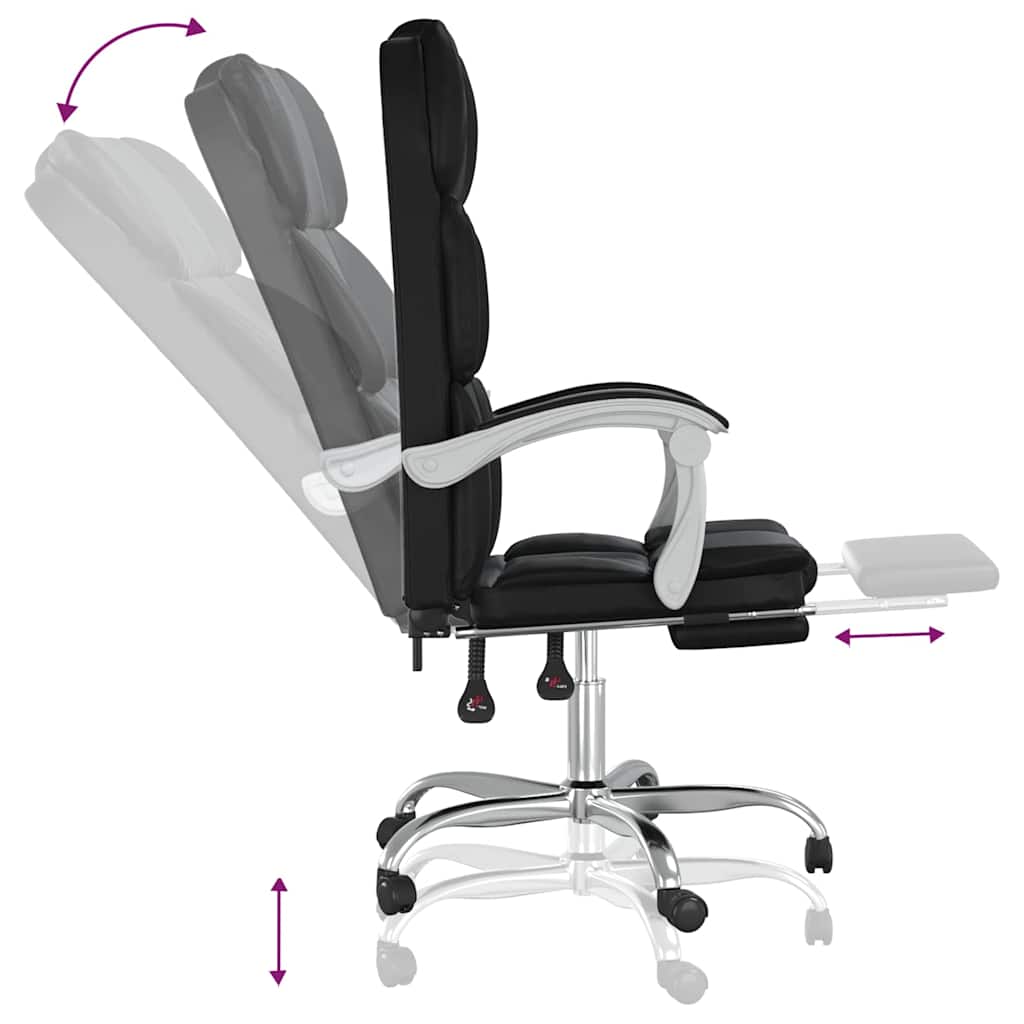 vidaXL Reclining Office Chair Black Faux Leather - 63 x 56 x 122 cm