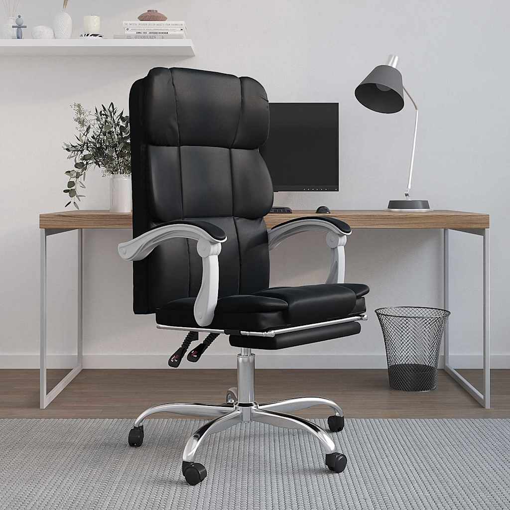 vidaXL Reclining Office Chair Black Faux Leather - 63 x 56 x 122 cm