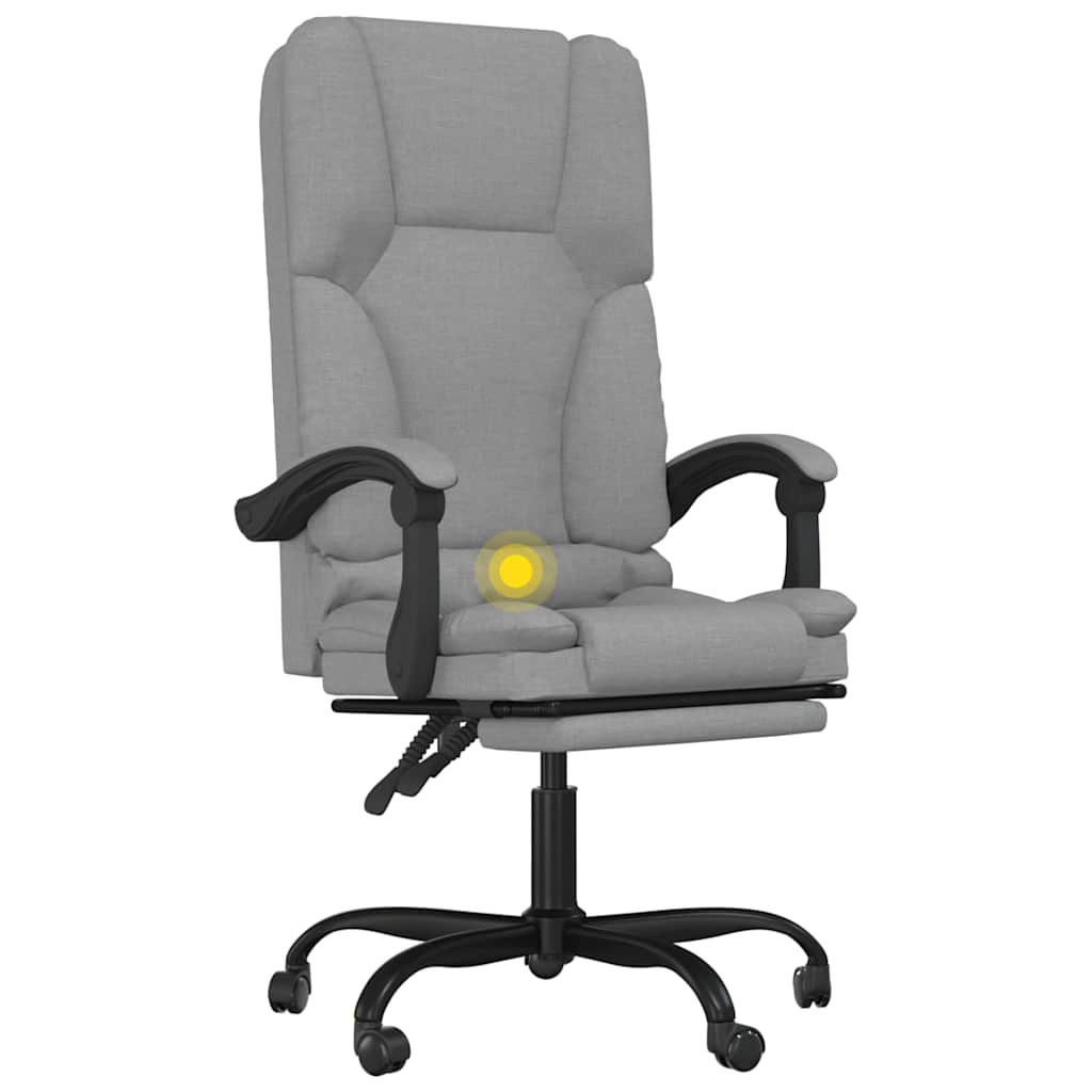 vidaXL Massage Reclining Office Chair Light Grey Fabric - 63 x 56 x 120 cm