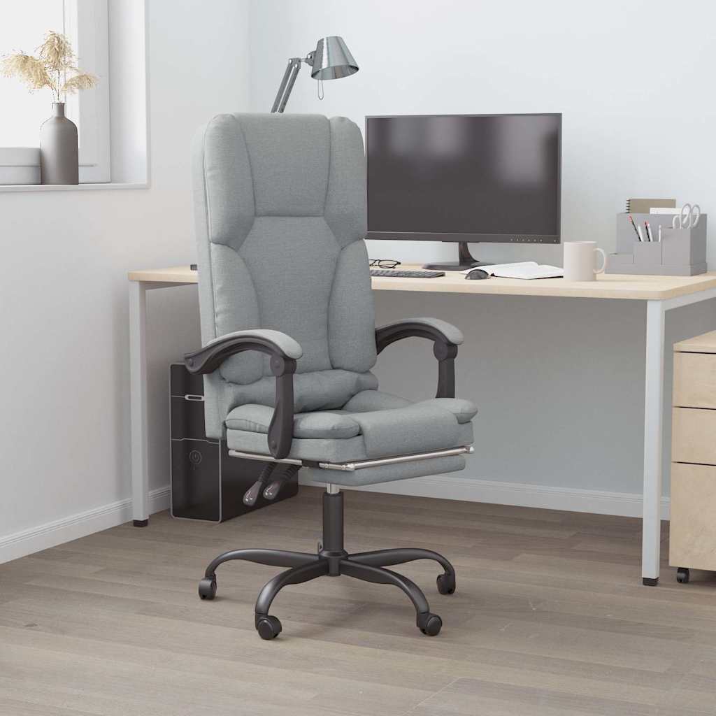 vidaXL Massage Reclining Office Chair Light Grey Fabric - 63 x 56 x 120 cm