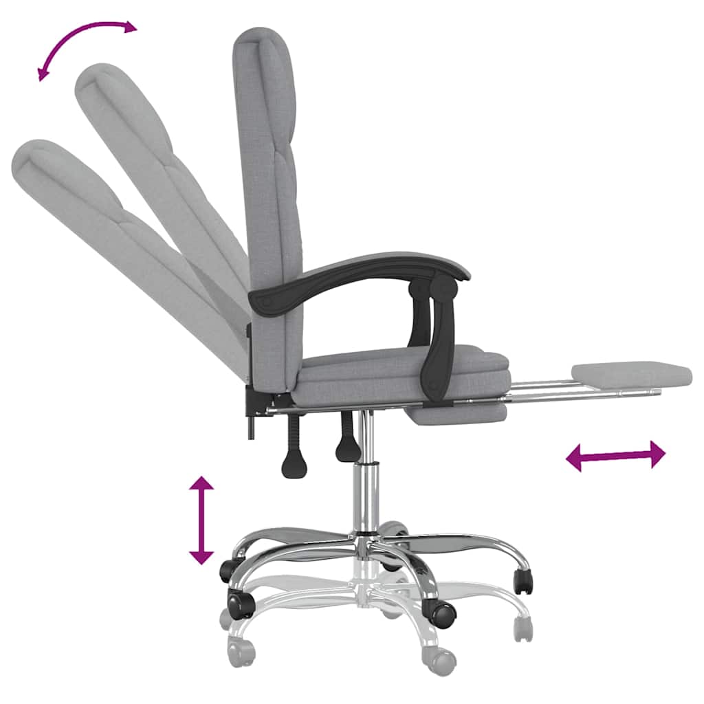vidaXL Reclining Office Chair Light Grey Fabric - 63 x 56 x 122 cm - 68763