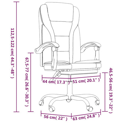 vidaXL Reclining Office Chair Light Grey Fabric - 63 x 56 x 122 cm - 68763