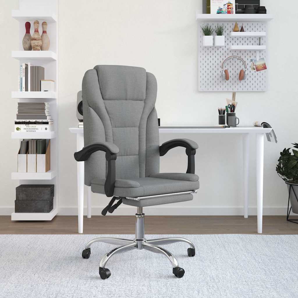 vidaXL Reclining Office Chair Light Grey Fabric - 63 x 56 x 122 cm - 68763