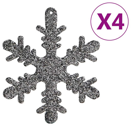 vidaXL 111 Piece Christmas Bauble Set White and Grey Polystyrene - Multicolour - 36 x 12 x 24 cm
