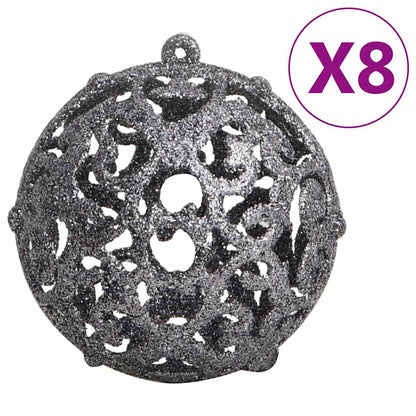 vidaXL 111 Piece Christmas Bauble Set White and Grey Polystyrene - Multicolour - 36 x 12 x 24 cm