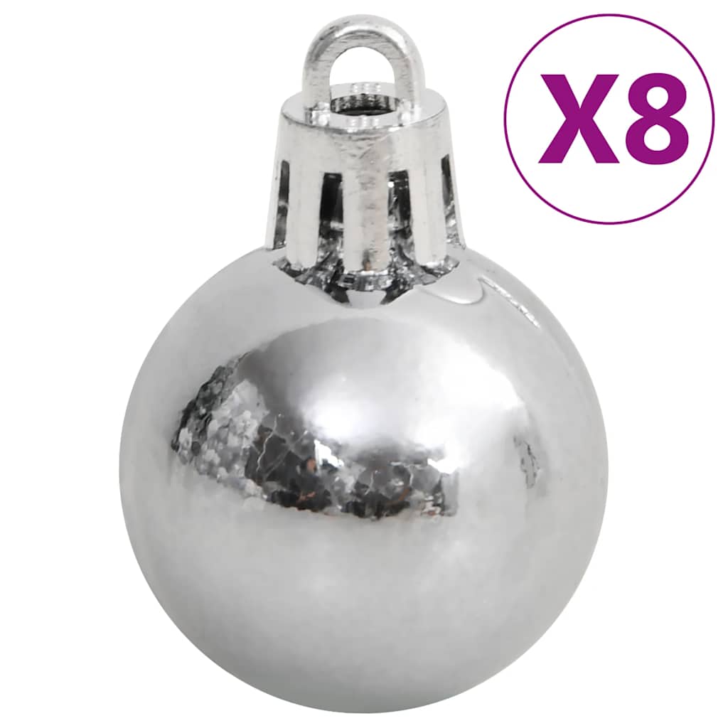 vidaXL 111 Piece Christmas Bauble Set White and Grey Polystyrene - Multicolour - 36 x 12 x 24 cm
