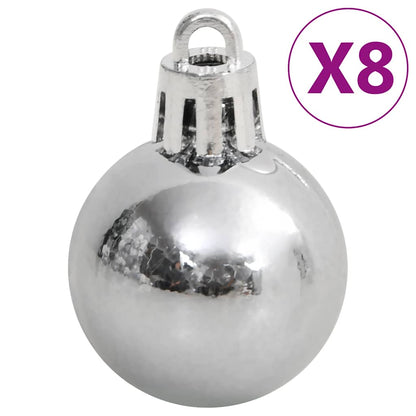 vidaXL 111 Piece Christmas Bauble Set White and Grey Polystyrene - Multicolour - 36 x 12 x 24 cm