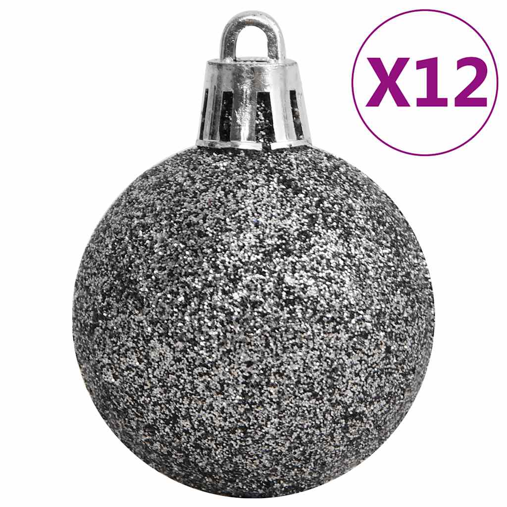 vidaXL 111 Piece Christmas Bauble Set White and Grey Polystyrene - Multicolour - 36 x 12 x 24 cm