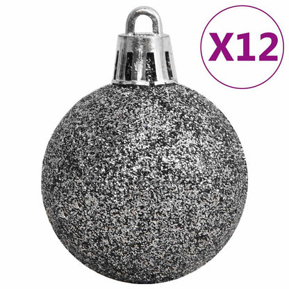 vidaXL 111 Piece Christmas Bauble Set White and Grey Polystyrene - Multicolour - 36 x 12 x 24 cm