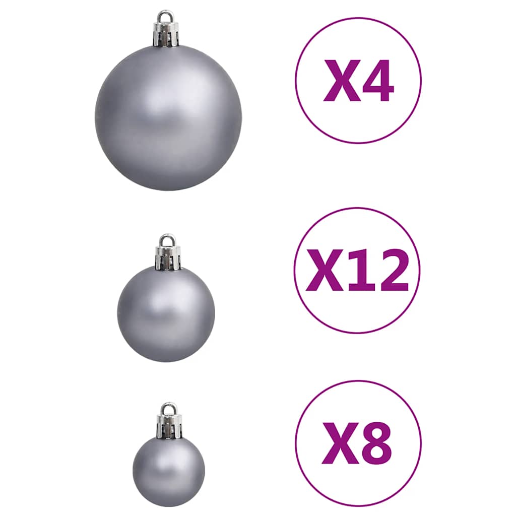 vidaXL 111 Piece Christmas Bauble Set White and Grey Polystyrene - Multicolour - 36 x 12 x 24 cm