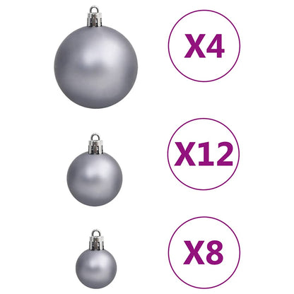 vidaXL 111 Piece Christmas Bauble Set White and Grey Polystyrene - Multicolour - 36 x 12 x 24 cm