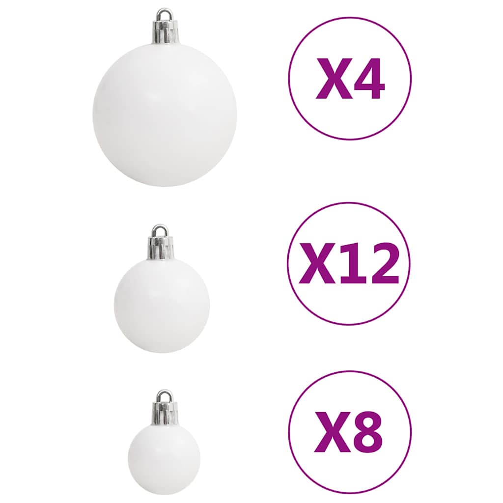 vidaXL 111 Piece Christmas Bauble Set White and Grey Polystyrene - Multicolour - 36 x 12 x 24 cm