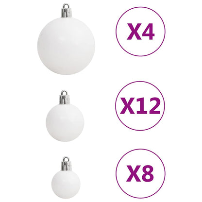 vidaXL 111 Piece Christmas Bauble Set White and Grey Polystyrene - Multicolour - 36 x 12 x 24 cm
