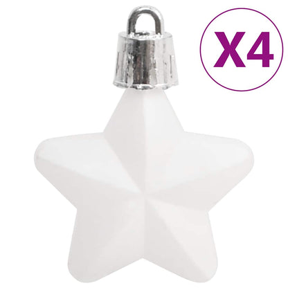 vidaXL 111 Piece Christmas Bauble Set White and Grey Polystyrene - Multicolour - 36 x 12 x 24 cm