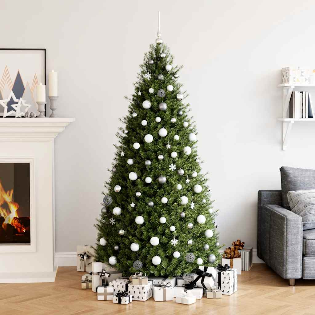 vidaXL 111 Piece Christmas Bauble Set White and Grey Polystyrene - Multicolour - 36 x 12 x 24 cm