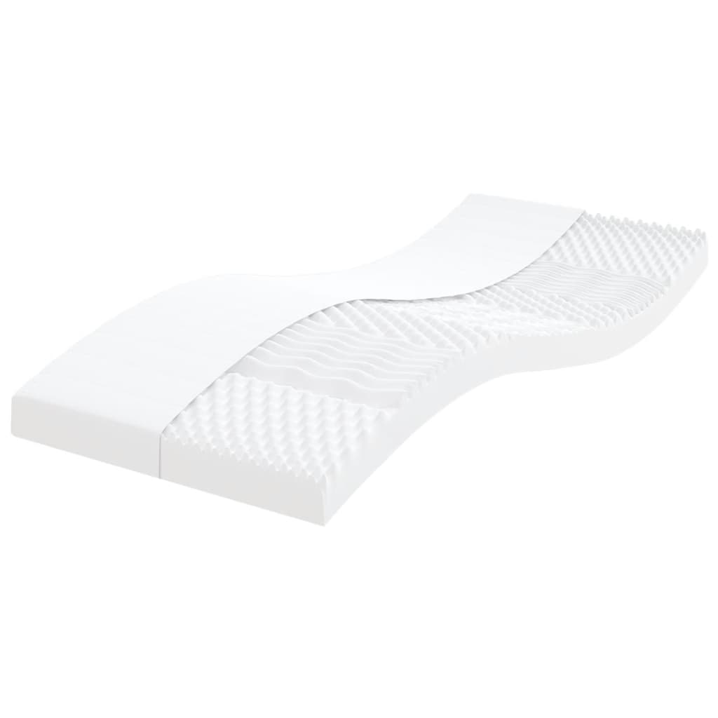 vidaXL Foam Mattress White 90x190 cm 7-Zone Hardness 20 ILD - 190 x 90 x 10 cm