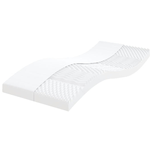 vidaXL Foam Mattress White 90x190 cm 7-Zone Hardness 20 ILD - 190 x 90 x 10 cm