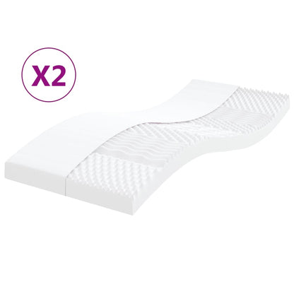 vidaXL Foam Mattresses 2 pcs White 90x190 cm 7-Zone Hardness 20 ILD - 190 x 90 x 10 cm