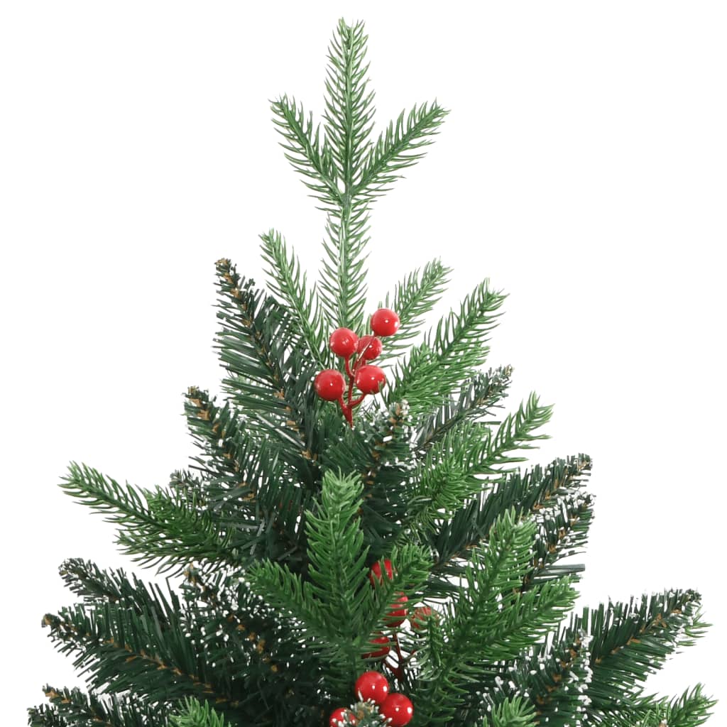vidaXL Artificial Hinged Christmas Tree with Red Berries 210 cm - Green