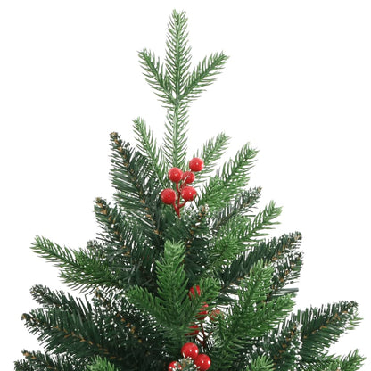 vidaXL Artificial Hinged Christmas Tree with Red Berries 240 cm - Green