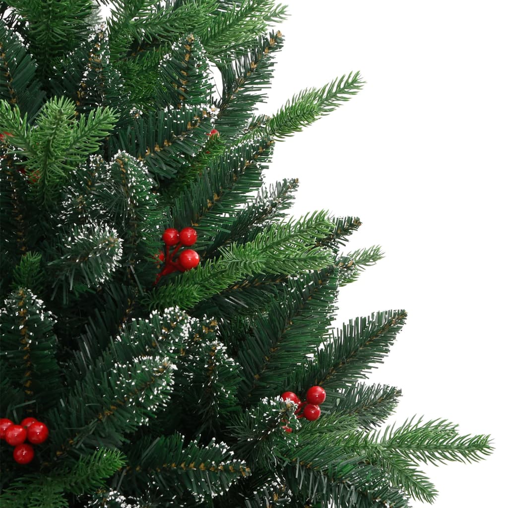 vidaXL Artificial Hinged Christmas Tree with Red Berries 240 cm - Green