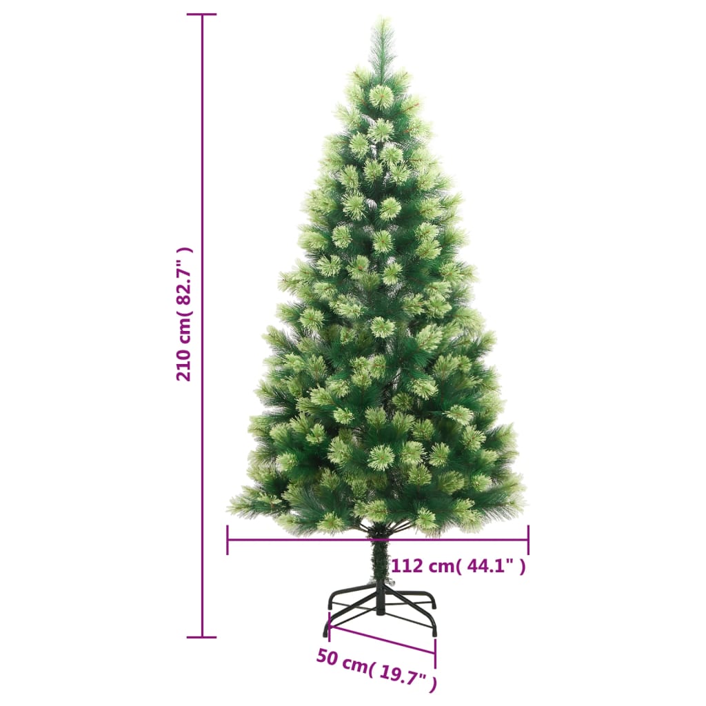vidaXL Artificial Hinged Christmas Tree with Stand 210 cm - Green