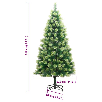 vidaXL Artificial Hinged Christmas Tree with Stand 210 cm - Green