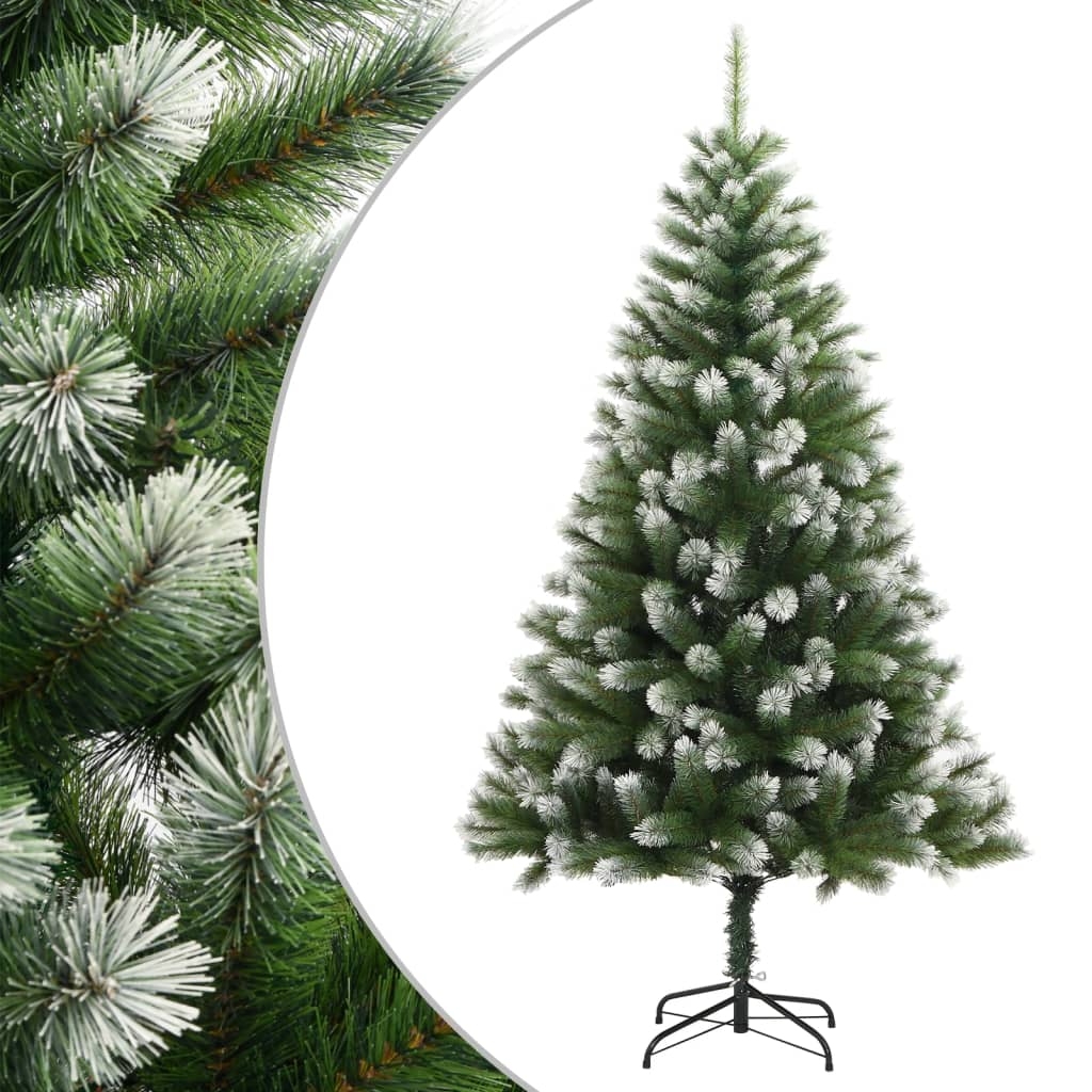 vidaXL Artificial Hinged Christmas Tree with Flocked Snow 180 cm - Green