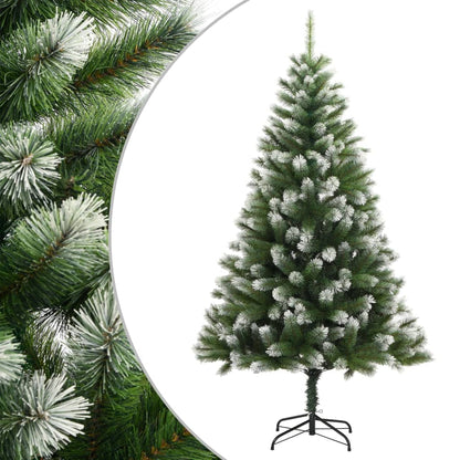 vidaXL Artificial Hinged Christmas Tree with Flocked Snow 180 cm - Green