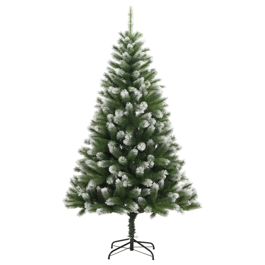 vidaXL Artificial Hinged Christmas Tree with Flocked Snow 180 cm - Green