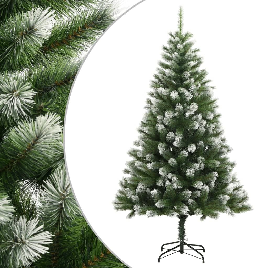 vidaXL Artificial Hinged Christmas Tree with Flocked Snow 210 cm - Green
