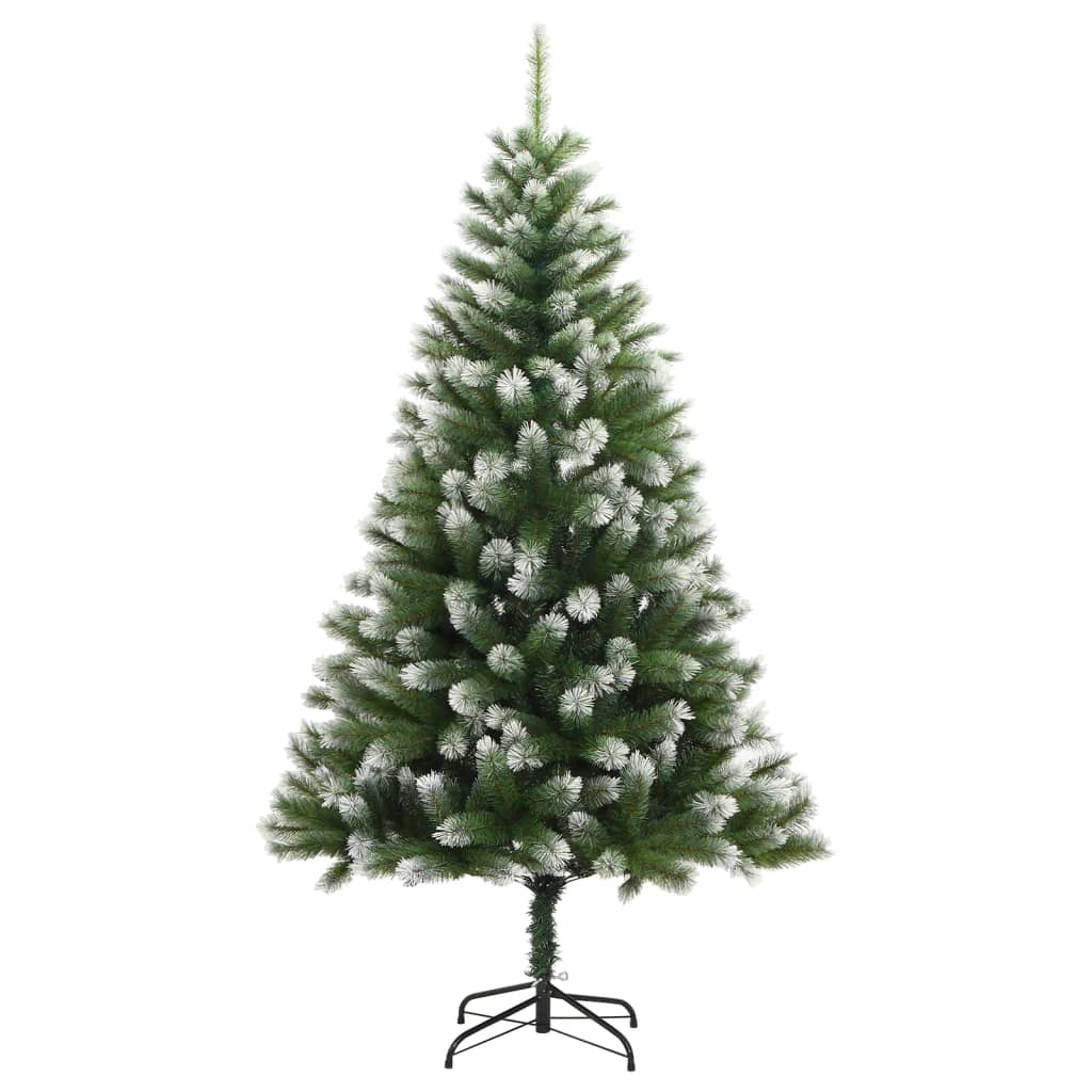 vidaXL Artificial Hinged Christmas Tree with Flocked Snow 210 cm - Green