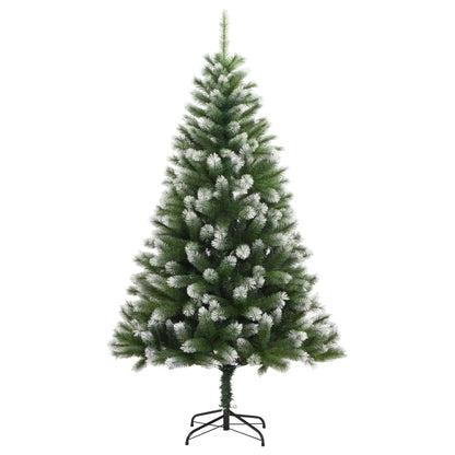 vidaXL Artificial Hinged Christmas Tree with Flocked Snow 210 cm - Green
