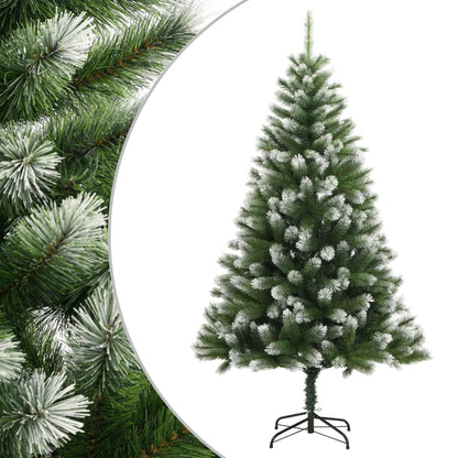 vidaXL Artificial Hinged Christmas Tree with Flocked Snow 240 cm - Green
