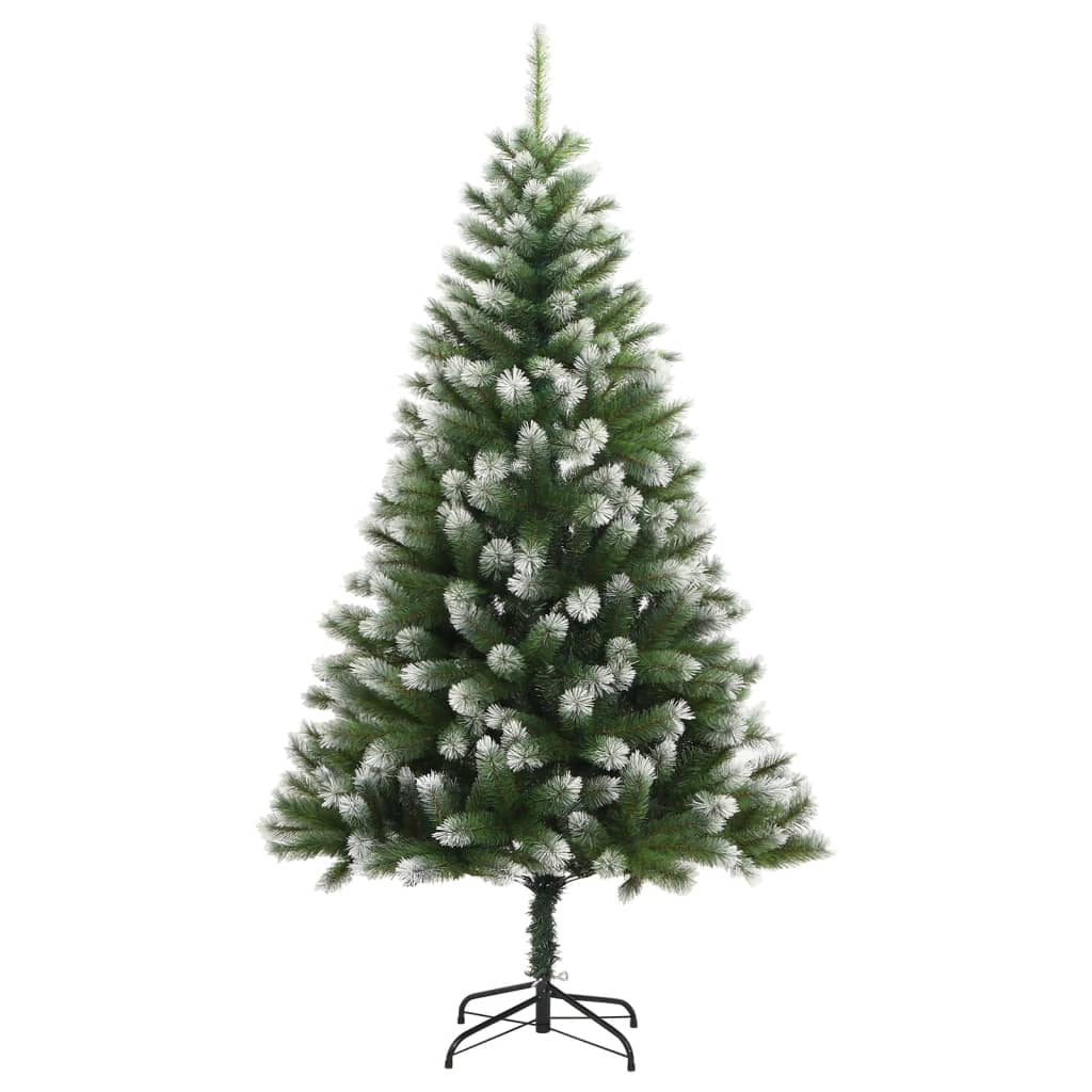 vidaXL Artificial Hinged Christmas Tree with Flocked Snow 240 cm - Green