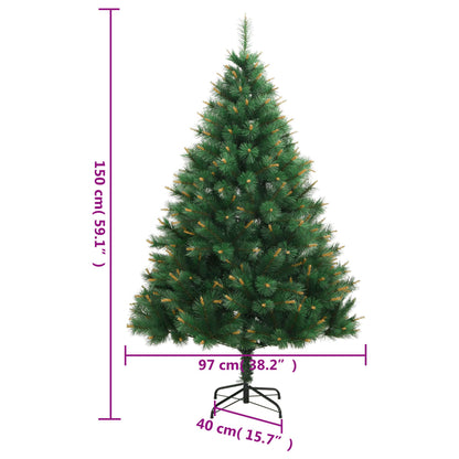 vidaXL Artificial Hinged Christmas Tree with Stand 150 cm - Green - 55033