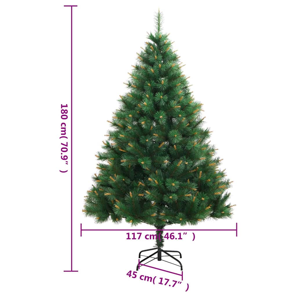 vidaXL Artificial Hinged Christmas Tree with Stand 180 cm - Green - 55034