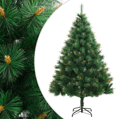 vidaXL Artificial Hinged Christmas Tree with Stand 210 cm - Green - 55038
