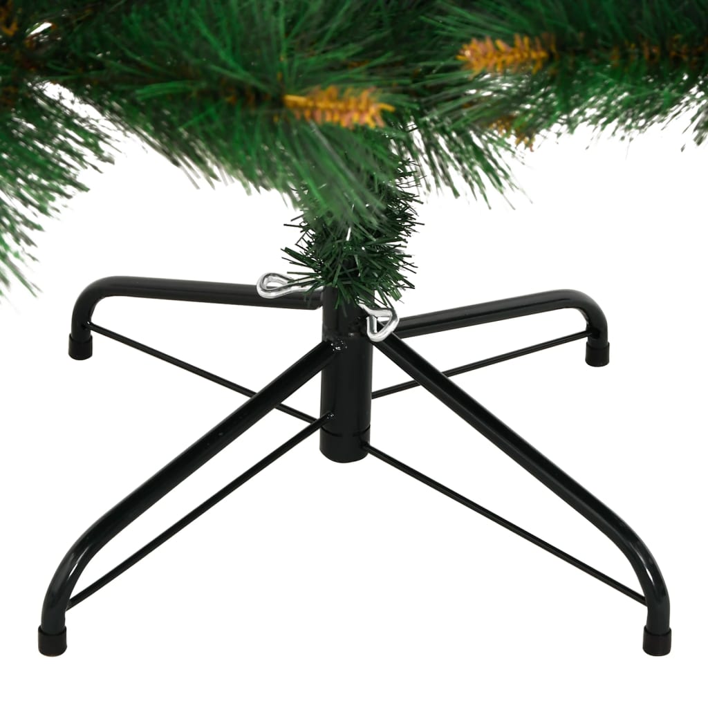 vidaXL Artificial Hinged Christmas Tree with Stand 210 cm - Green - 55038